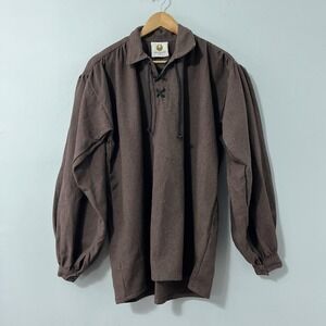 Mytholon Shirt Mens Medium Brown Medieval Lace Up Ren Faire Fantasy Tunic LARP